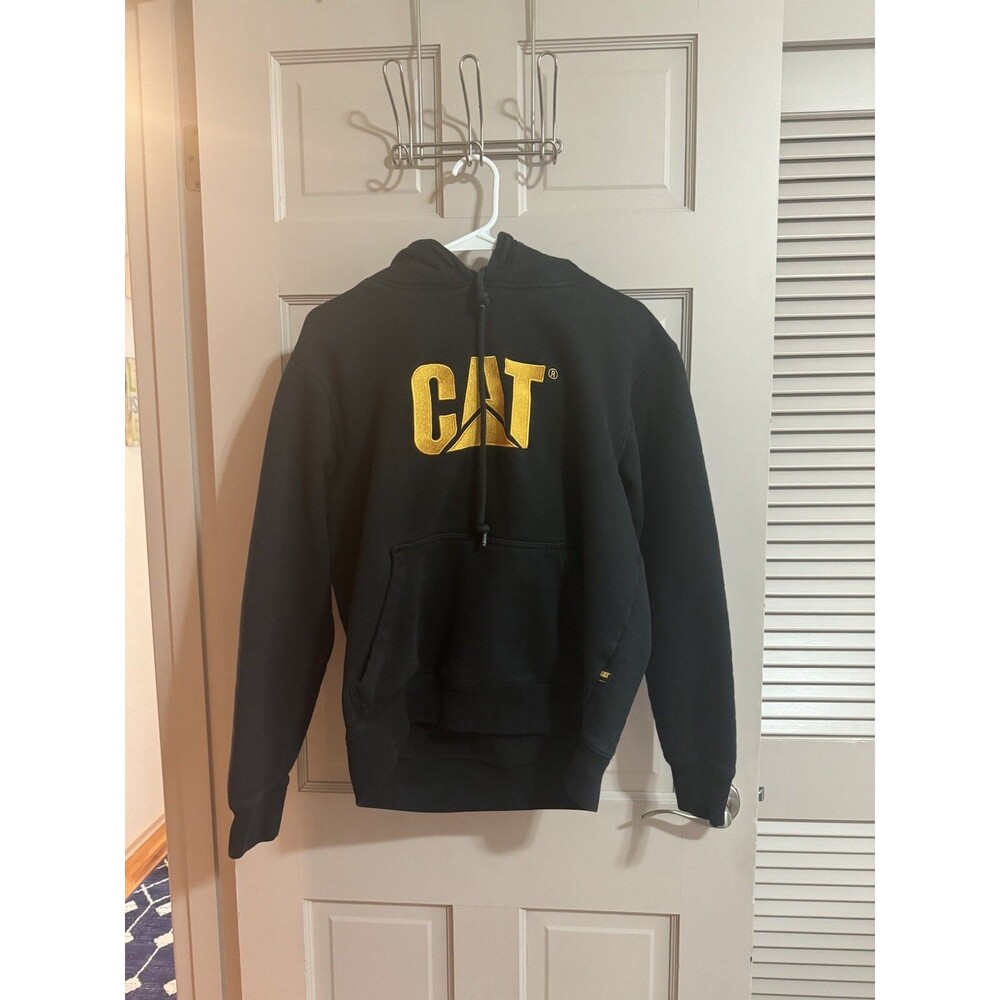 CAT Logo Caterpillar Men's Trademark Hooded Sweatshirt Black Size Medium